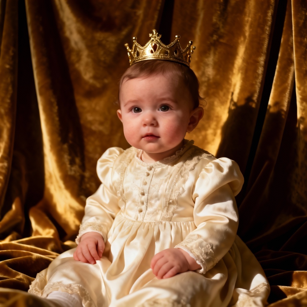 AI royal baby photo in elegant outfit