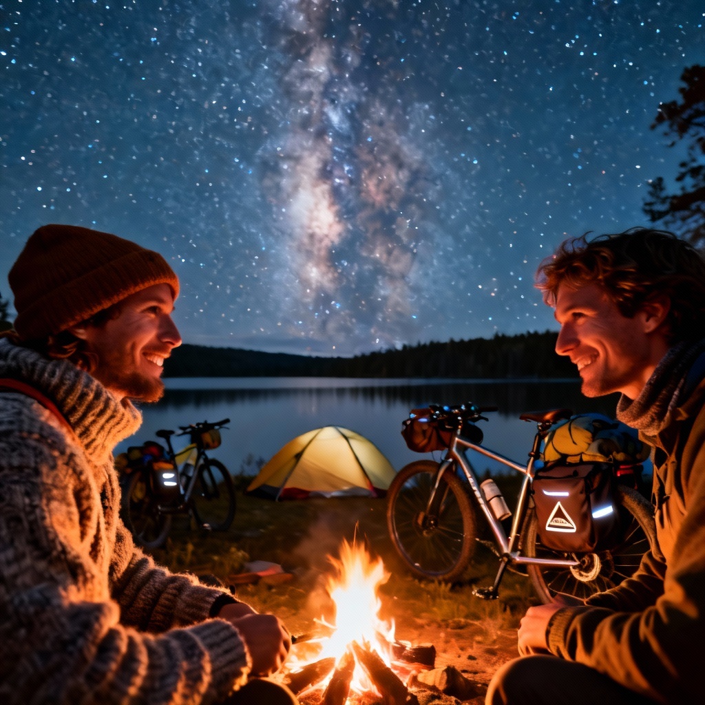 AI bikepacking campsite under the Milky Way