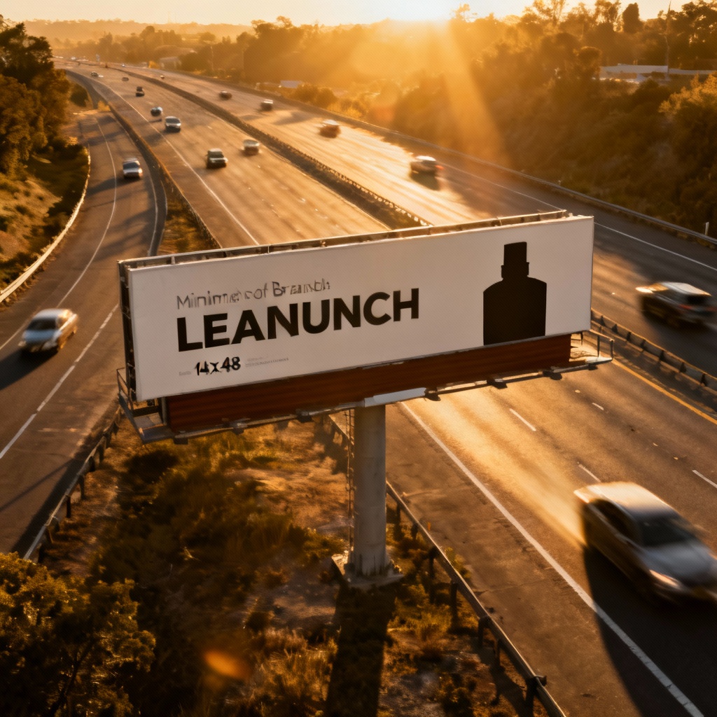 AI highway billboard mockup at sunset