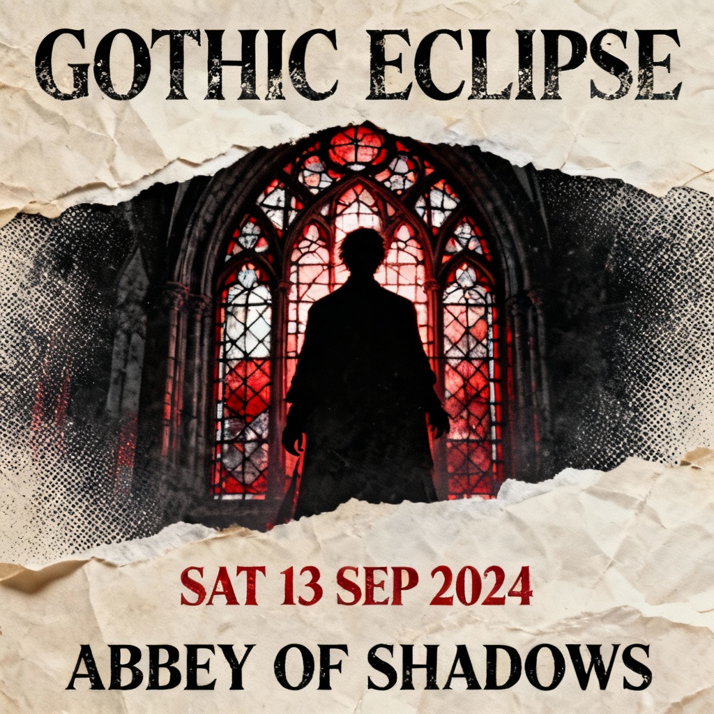 AI gothic band poster with distressed typography