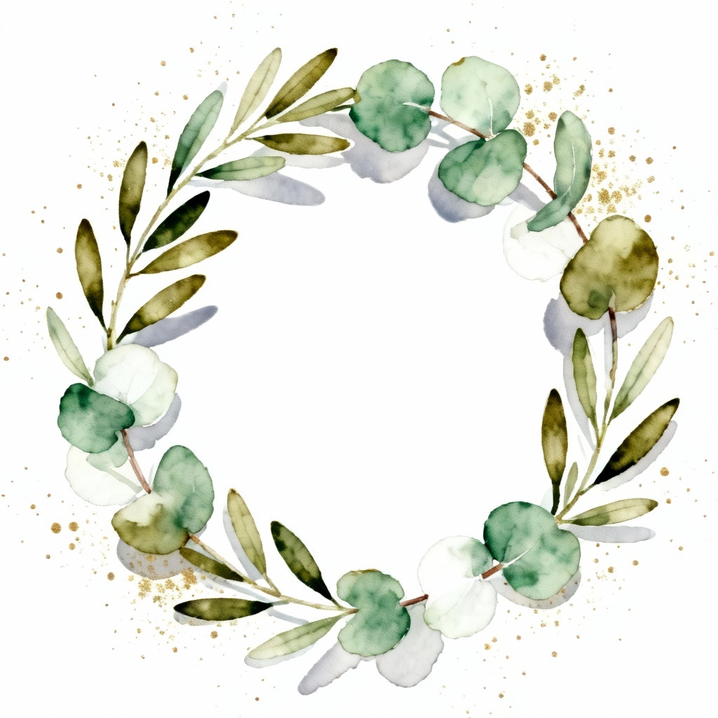 AI watercolor eucalyptus greenery wreath