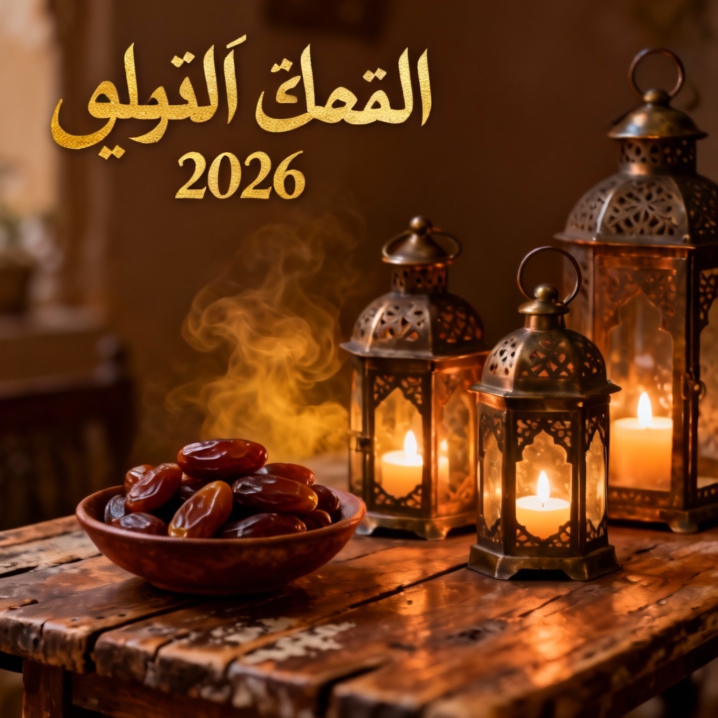 AI Ramadan card with lanterns, dates, and warm candlelight