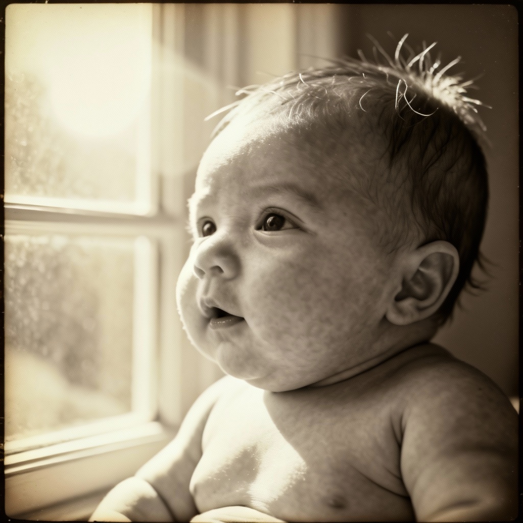 AI vintage film future baby portrait