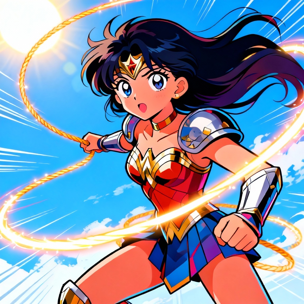 AI Wonder Woman cel shaded anime style