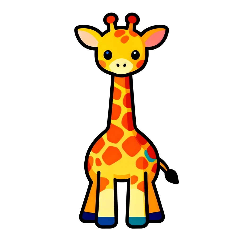 AI short-legged giraffe in flat vector style