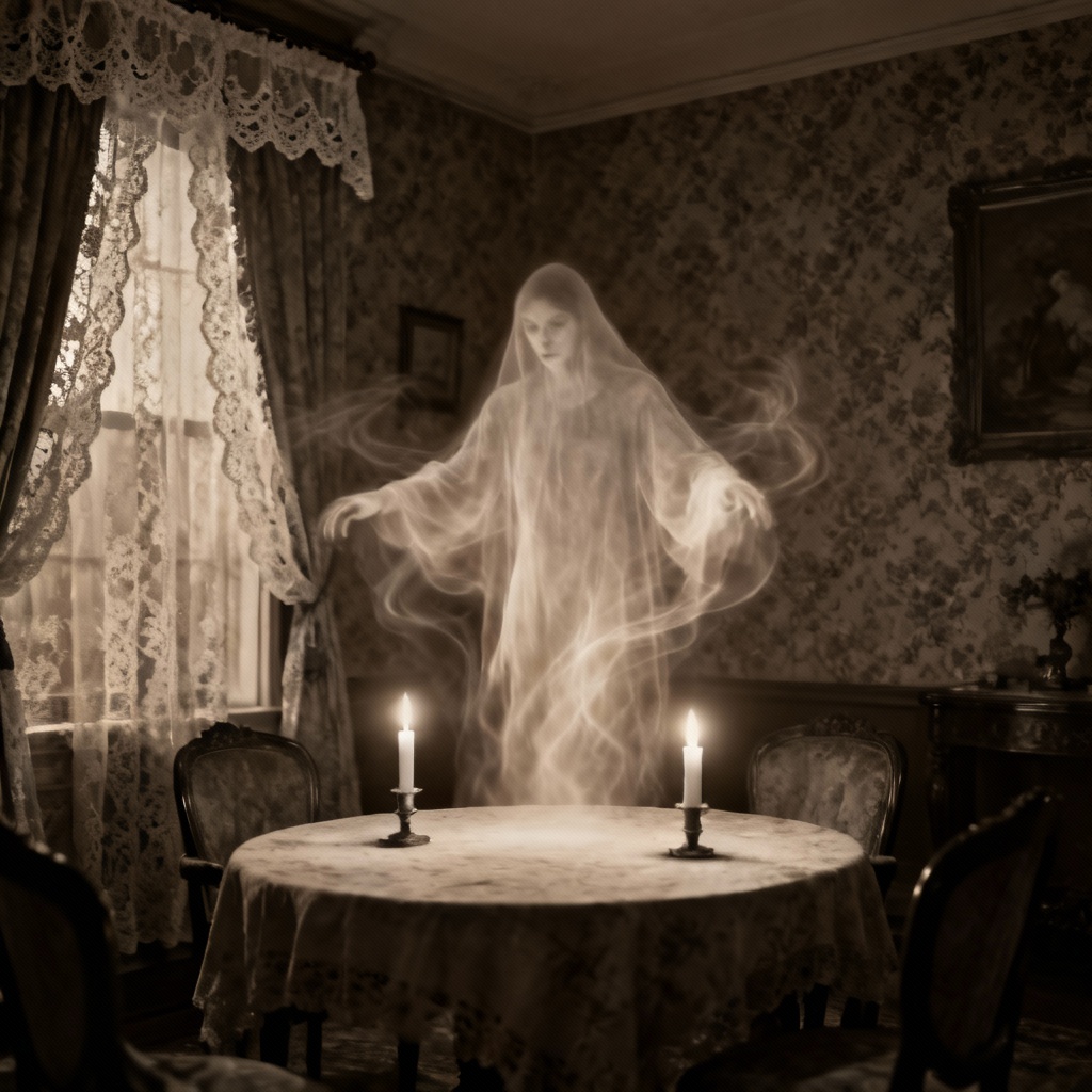 AI Victorian seance ghost figure
