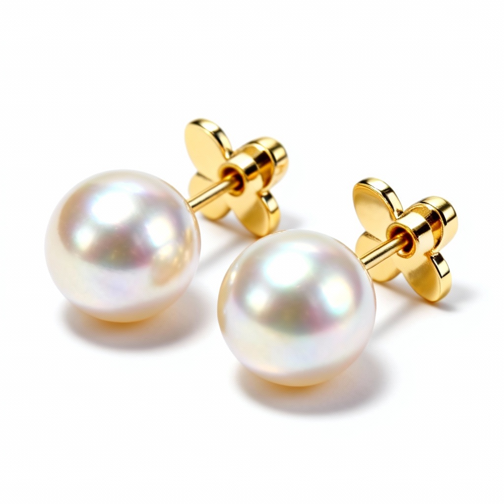 AI render of Akoya pearl stud earrings on white background