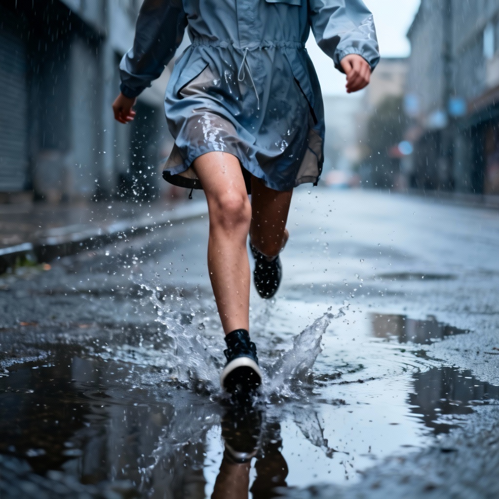 AI monsoon wet dress street style