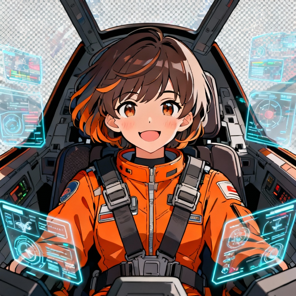 Mecha pilot VTuber avatar with cockpit HUD