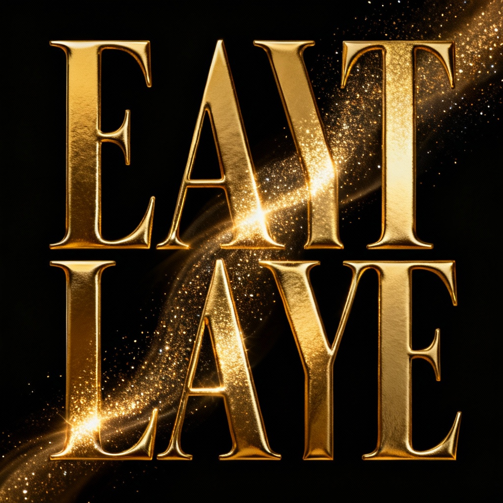 AI gold foil text logo with shimmer effect