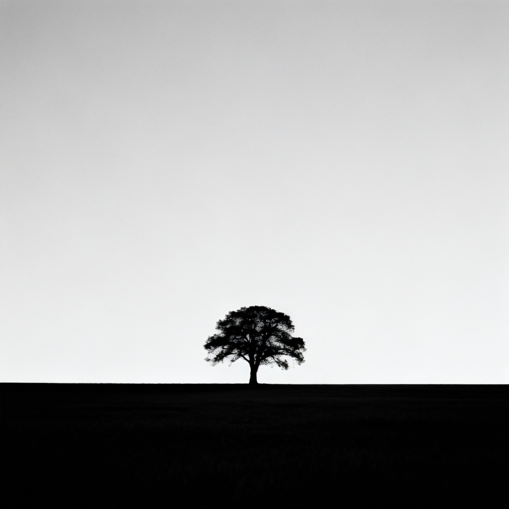 AI black and white minimalist landscape