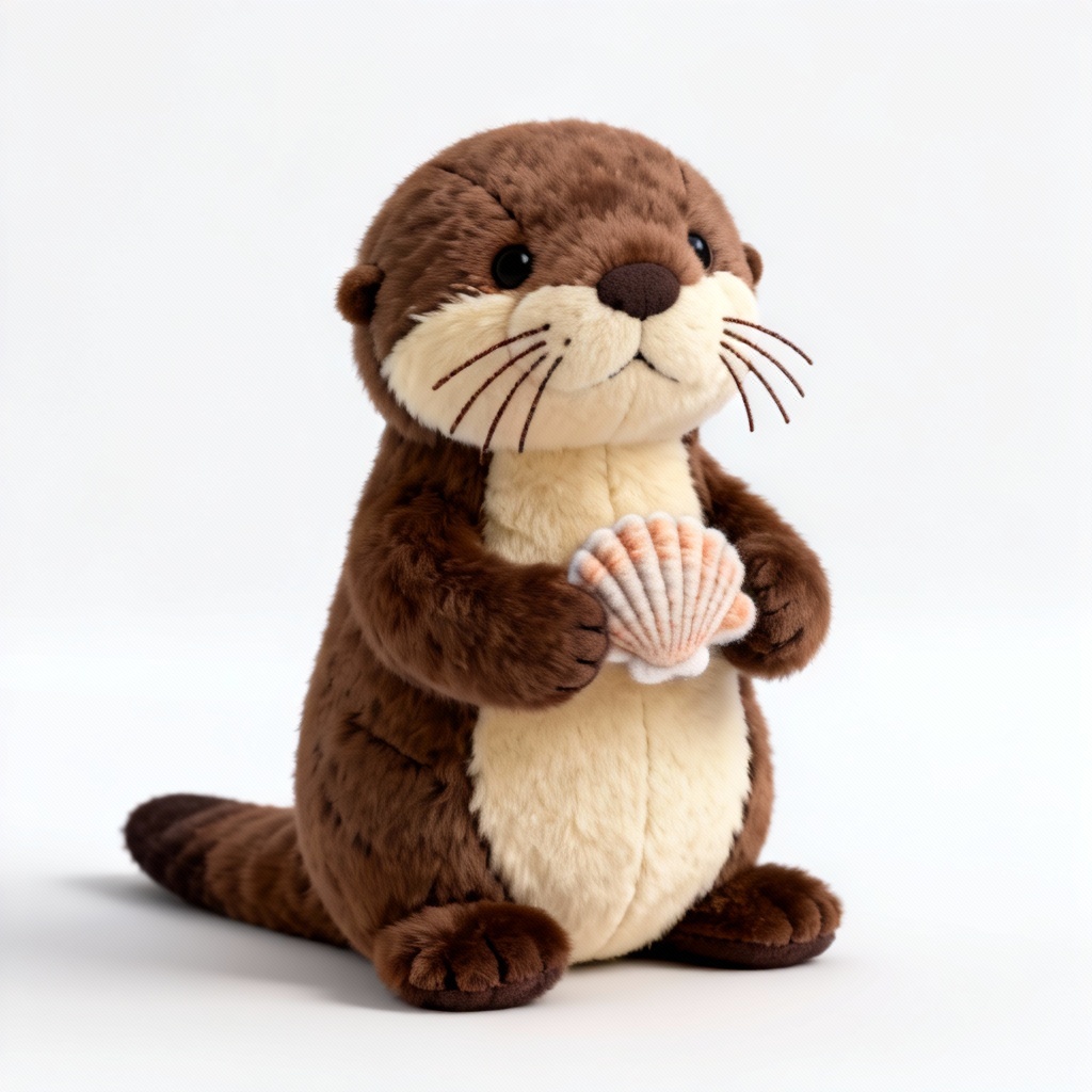 AI sea otter stuffed animal with shell
