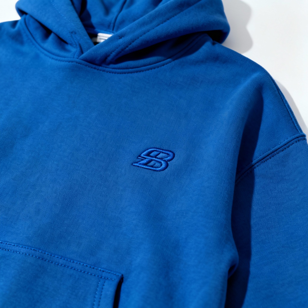 AI royal blue hoodie with embroidered chest logo