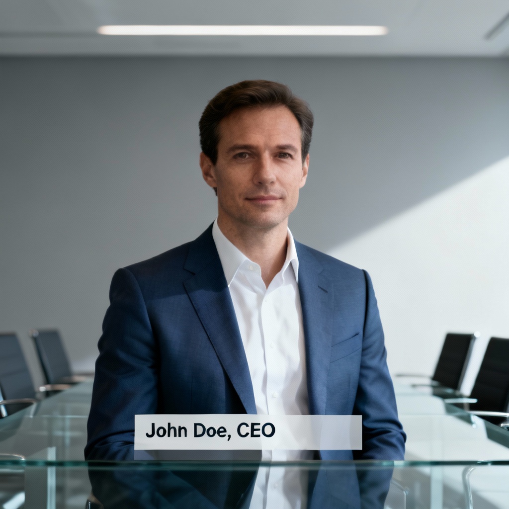 AI Steel Blue Boardroom Portrait