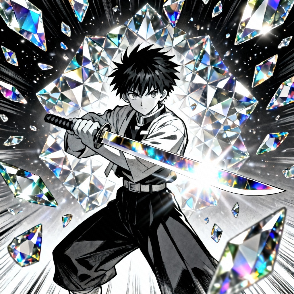 AI JJK OC domain expansion with glass shard theme