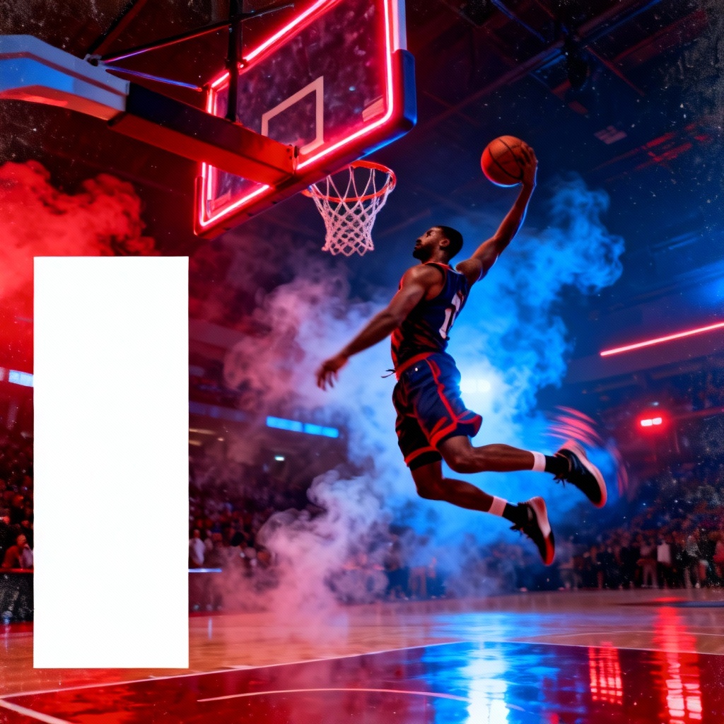 AI NBA-style slam dunk poster