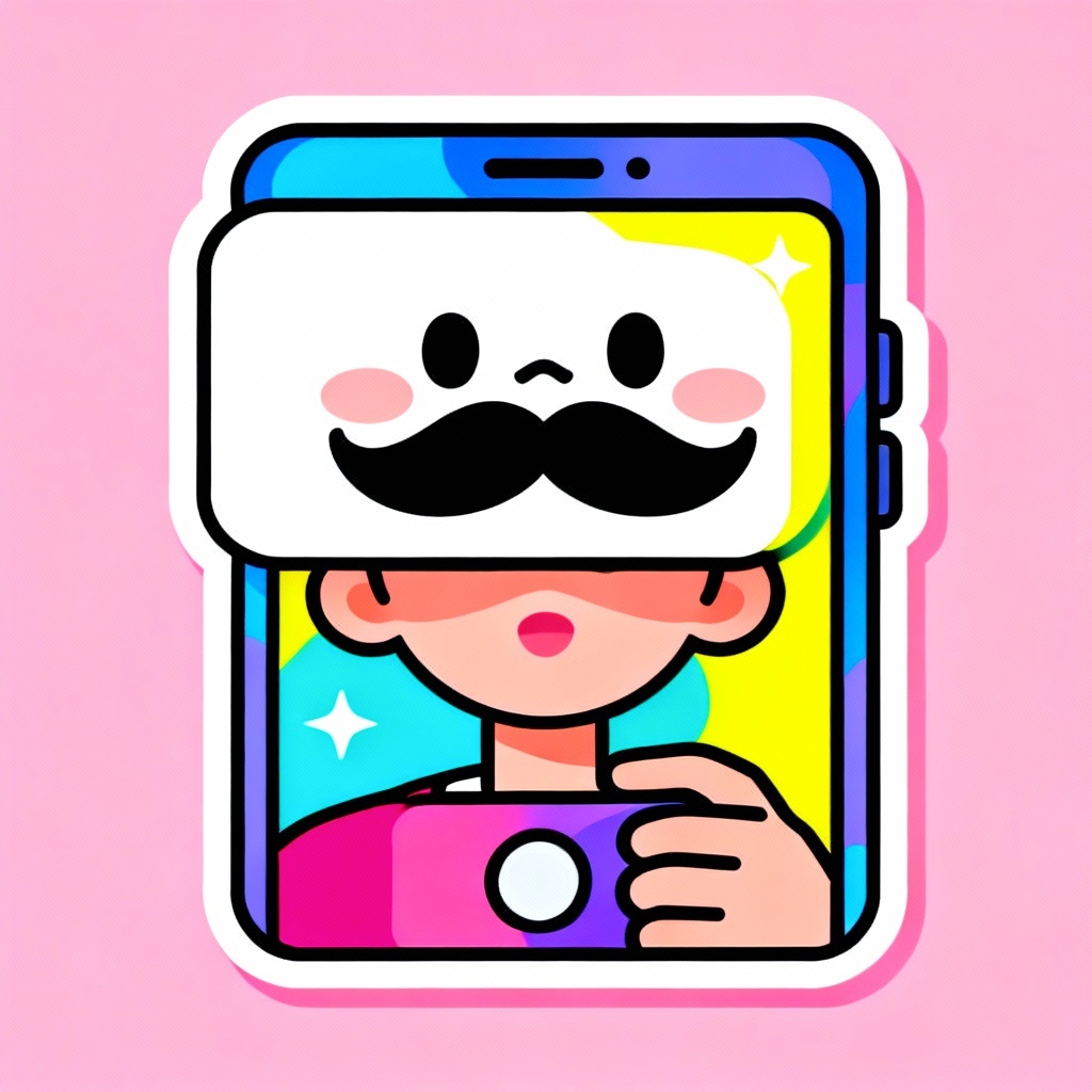 Cartoon sticker mustache overlay