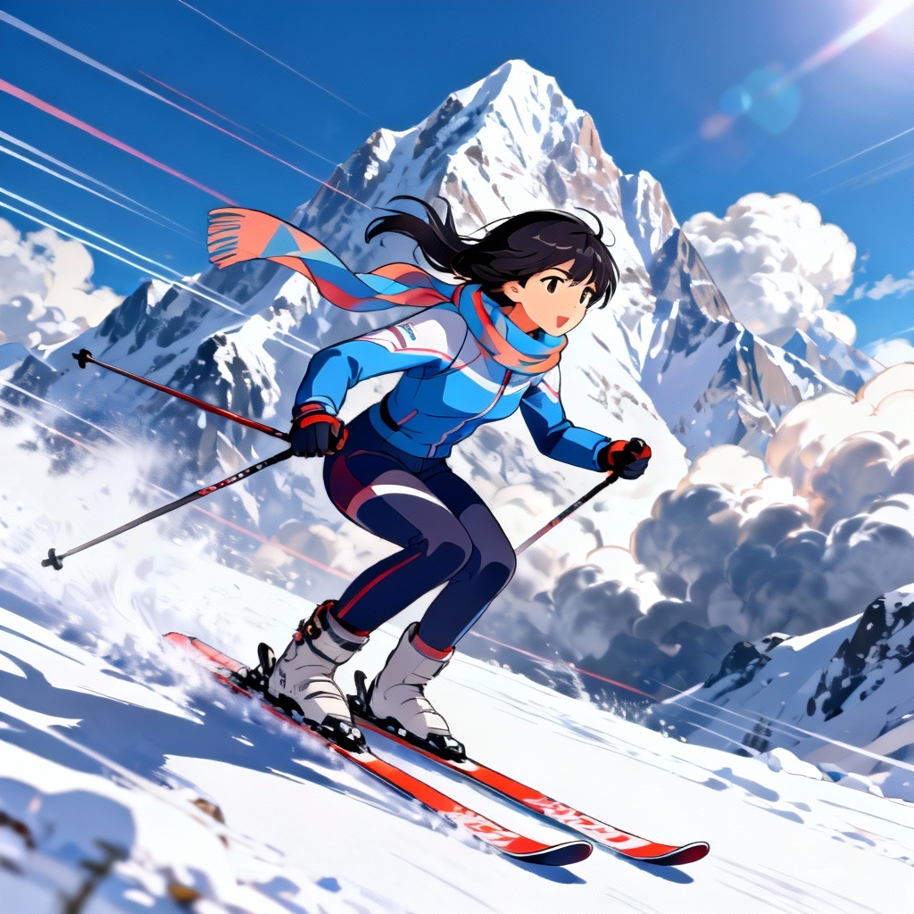 AI Anime Skiing Character Artwork