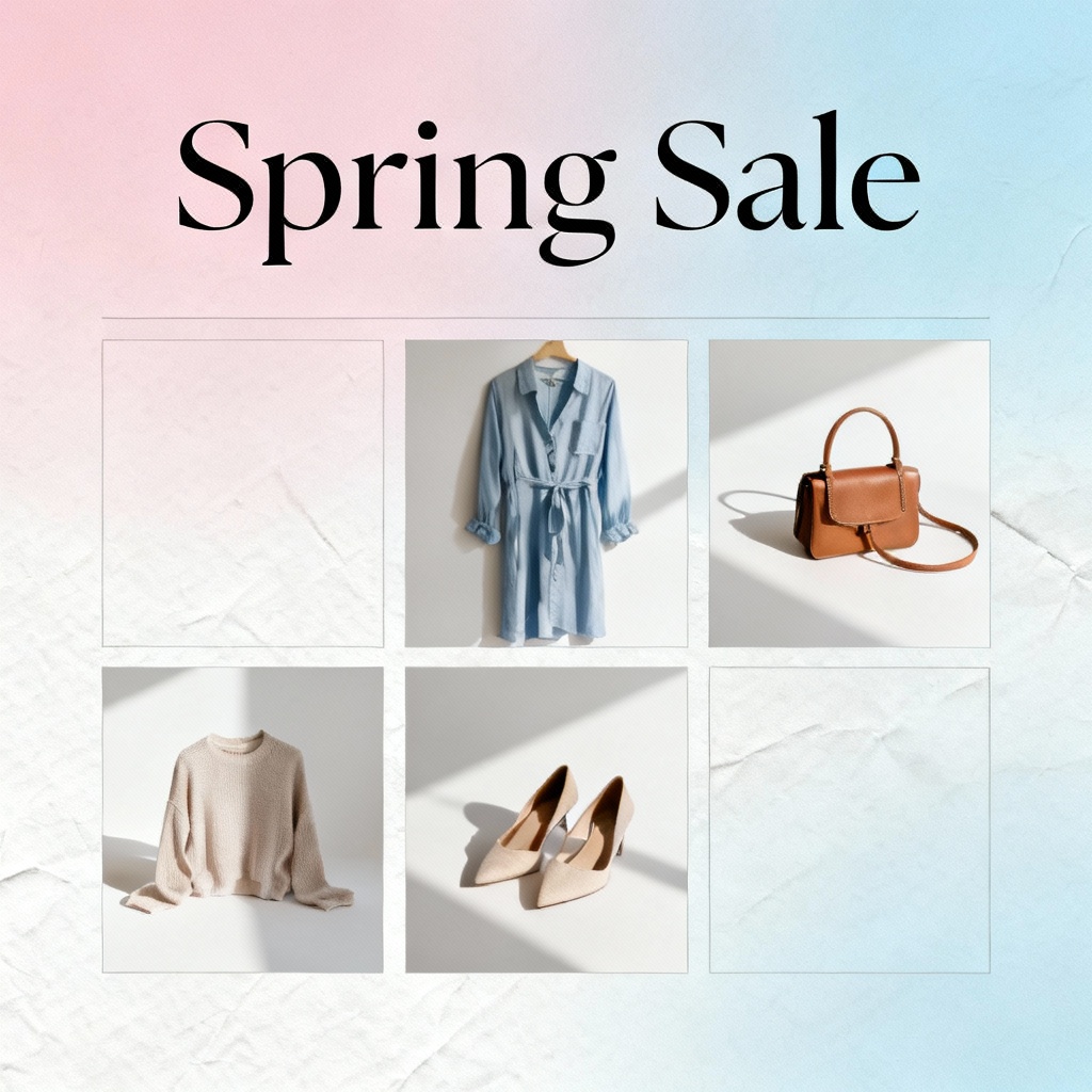 AI minimal fashion sale flyer with pastel gradients