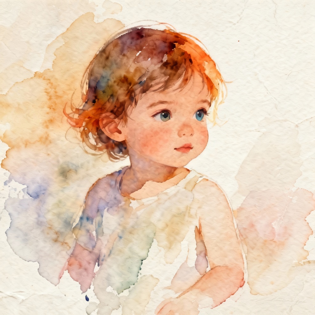 AI watercolor illustration of future baby