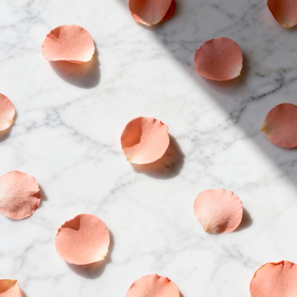 AI minimal flat lay pink petals