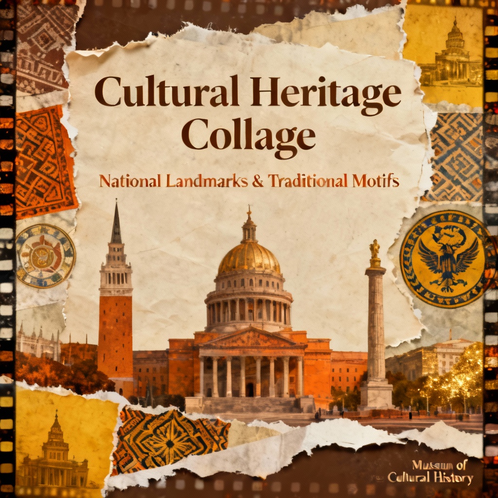AI heritage collage with landmarks and cultural patterns