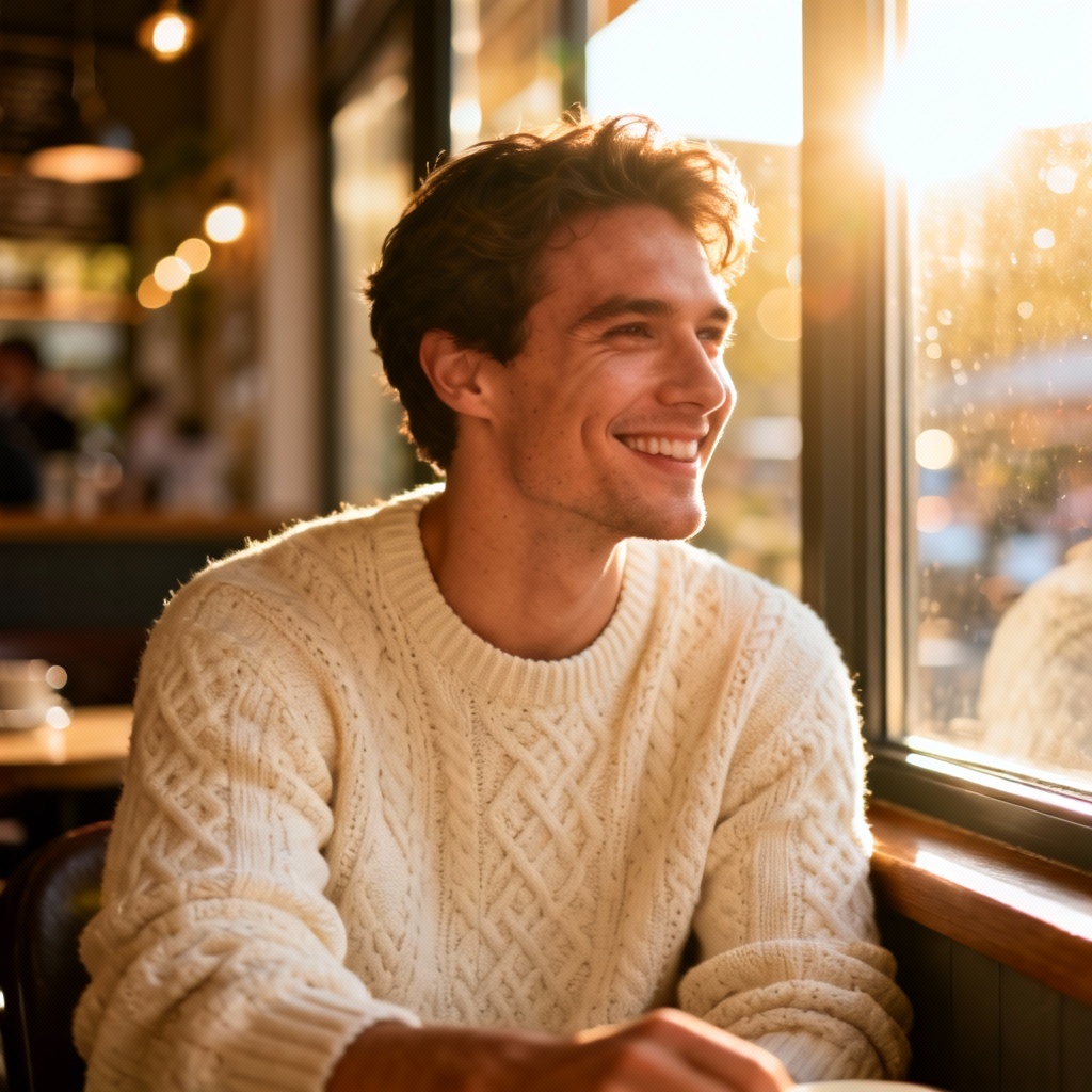 AI Cozy Coffee Shop Boyfriend Portrait