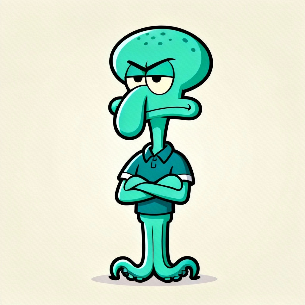 AI Squidward style office portrait