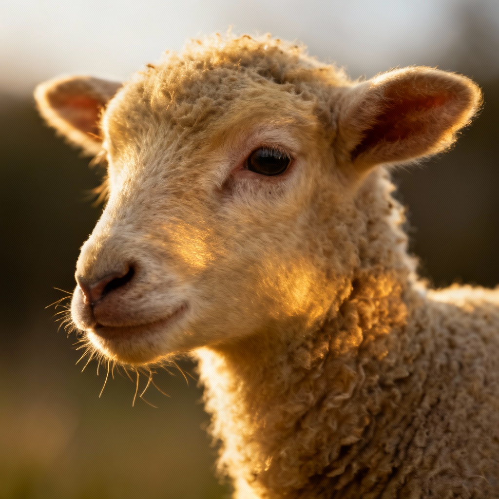 AI photorealistic newborn lamb portrait