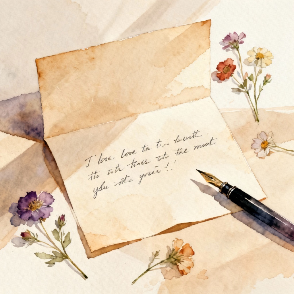 AI watercolor love letter illustration