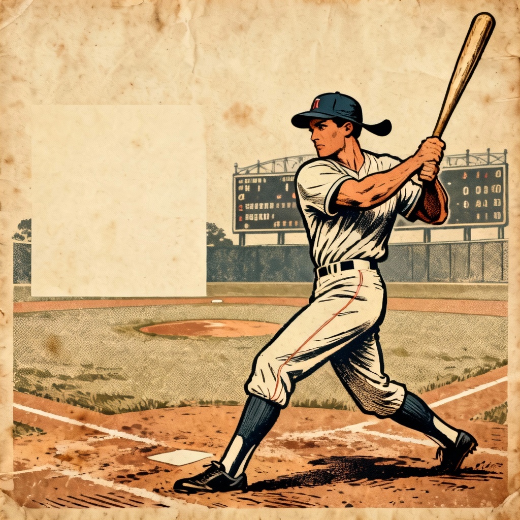AI vintage baseball poster illustration