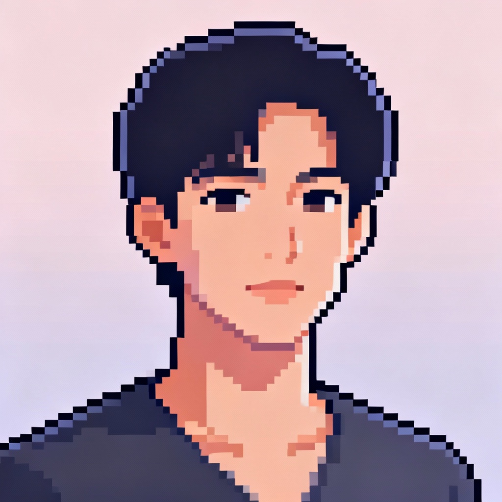 AI pixel portrait from photo with 16-bit shading