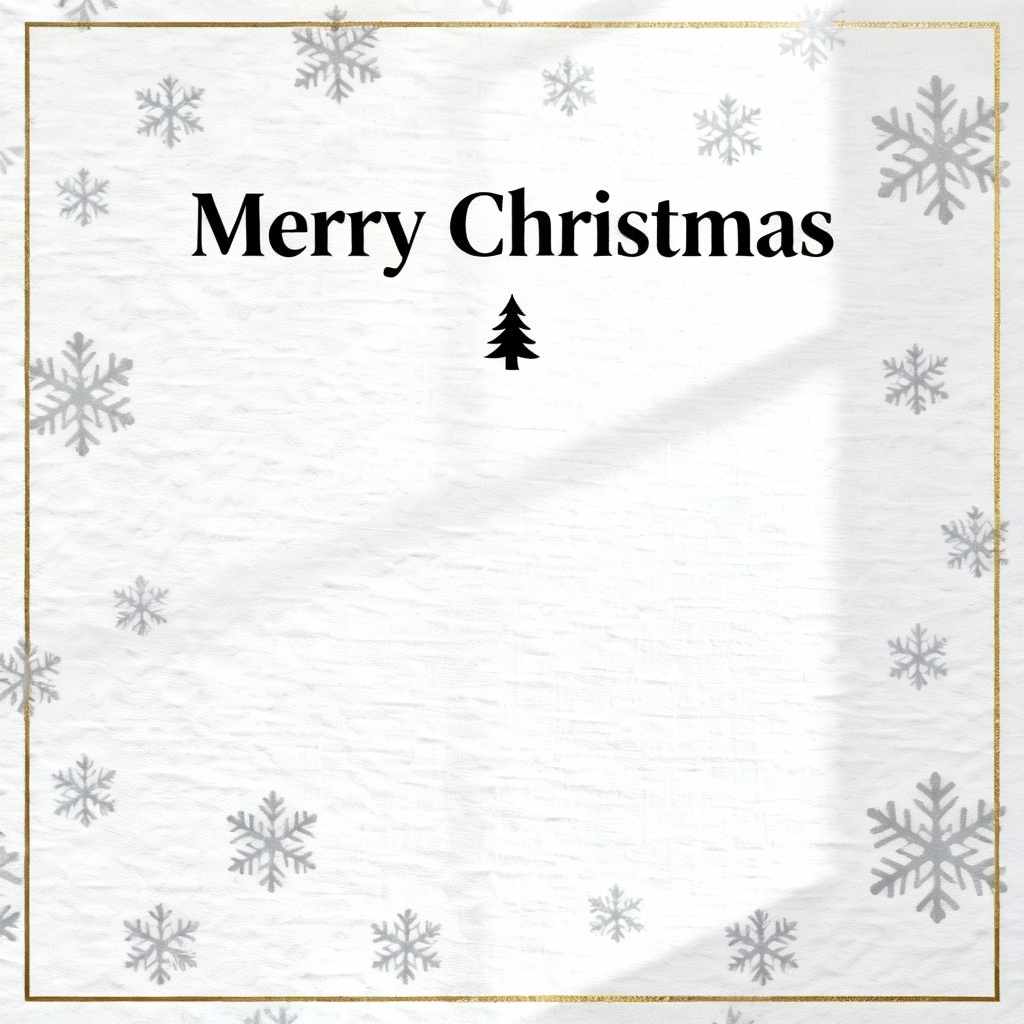 Minimalist Nordic white Christmas poster with subtle snowflakes