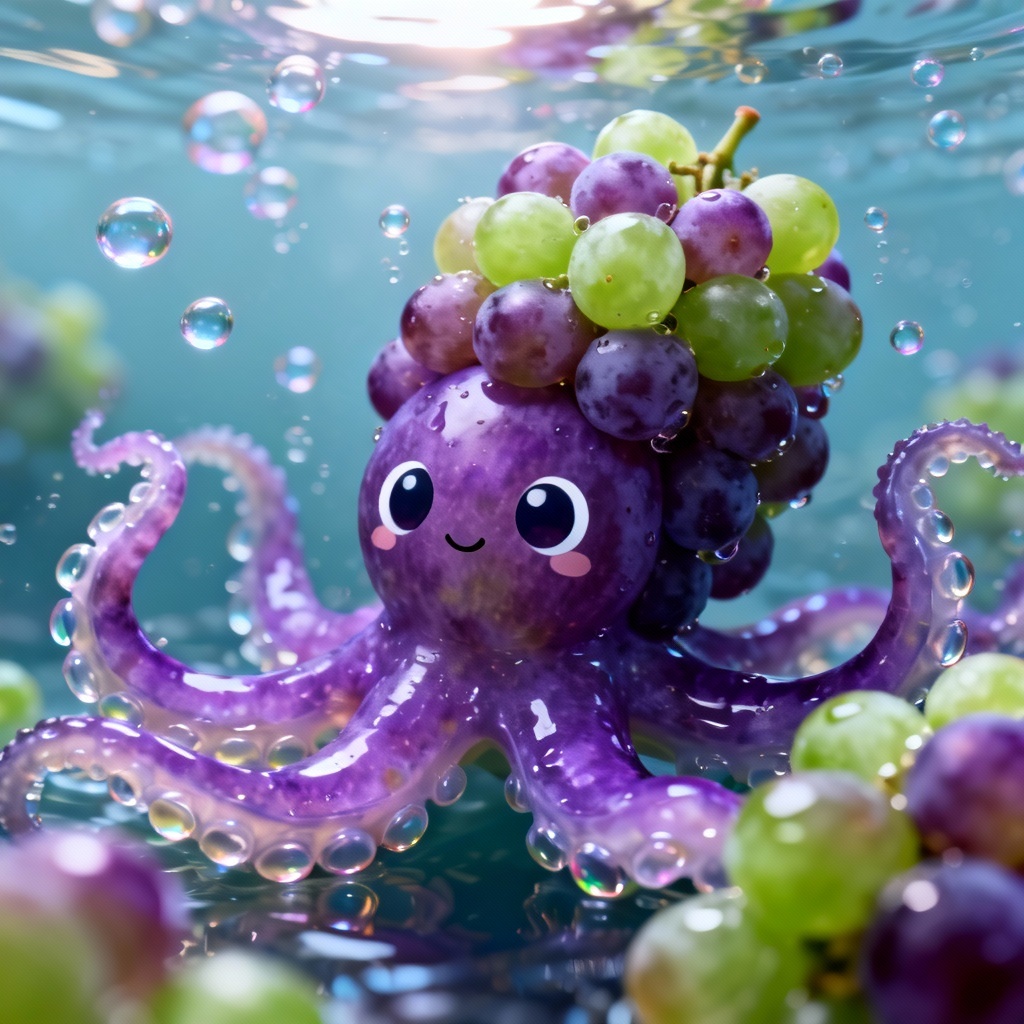 AI grape octopus fruit creature