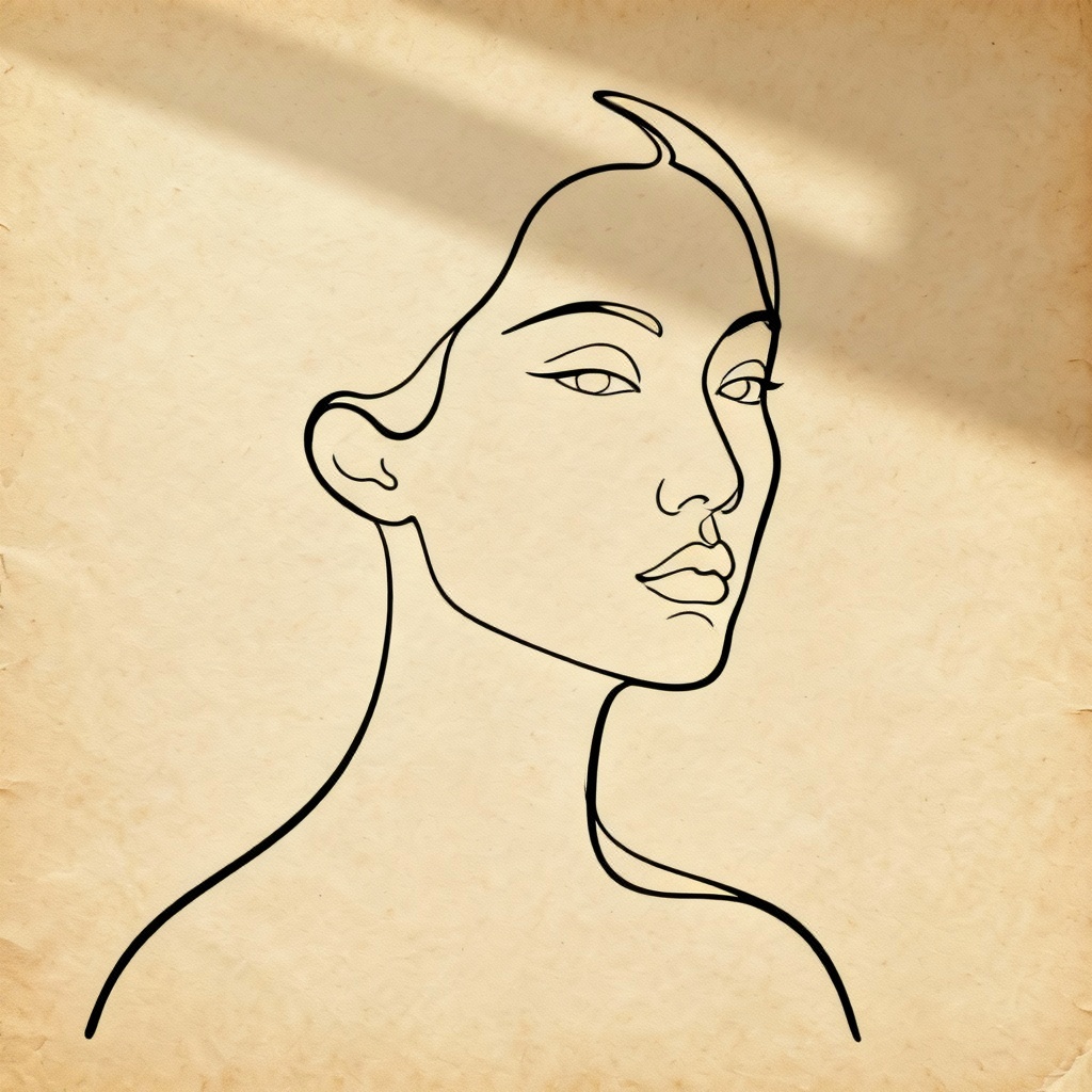 AI minimalist single line portrait with zen style