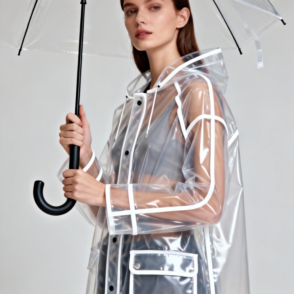 AI transparent PVC raincoat design