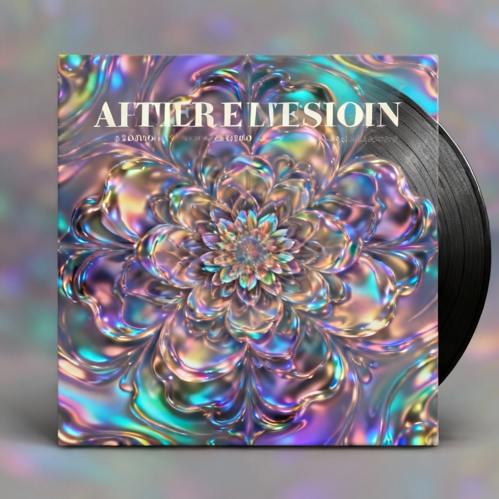 AI psychedelic album cover with liquid gradients and kaleidoscope