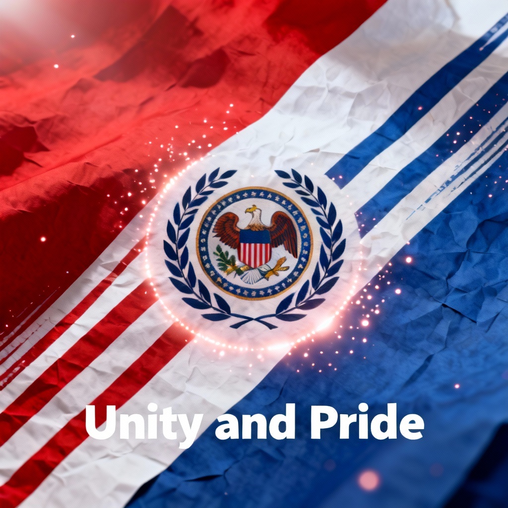 AI-generated patriotic poster with vibrant national emblem and flag colors