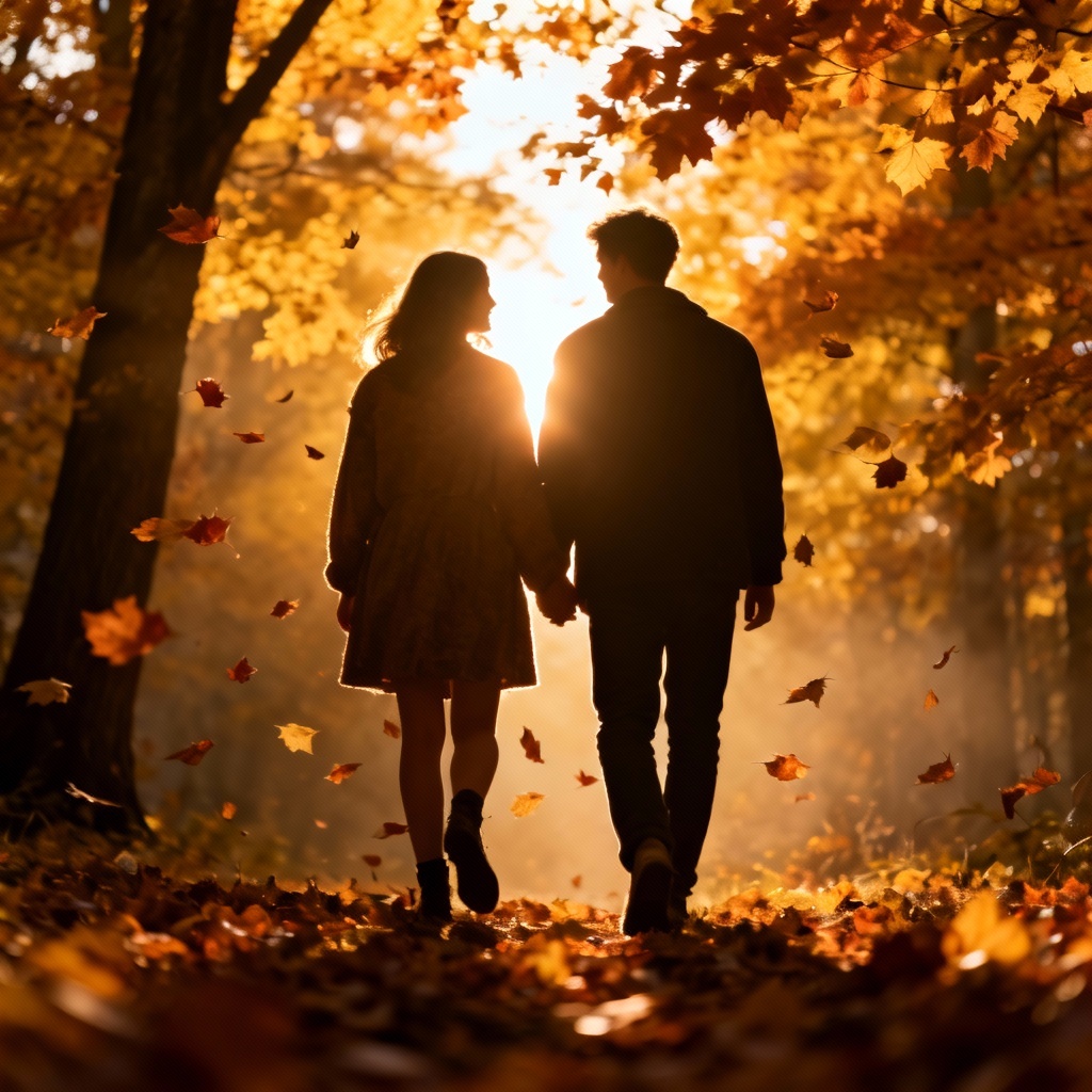 AI warm autumn forest lighting