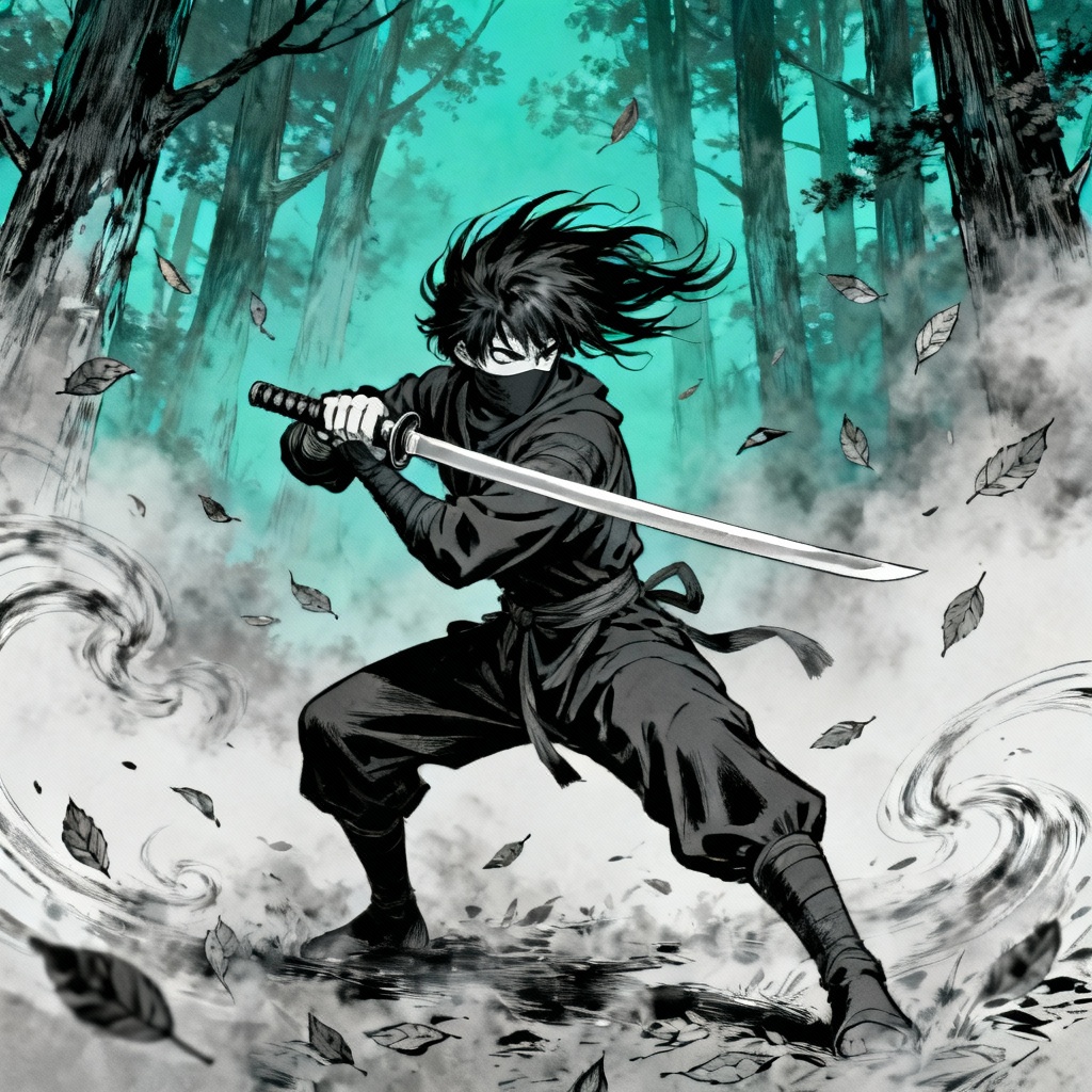 AI Sasuke-style forest duel