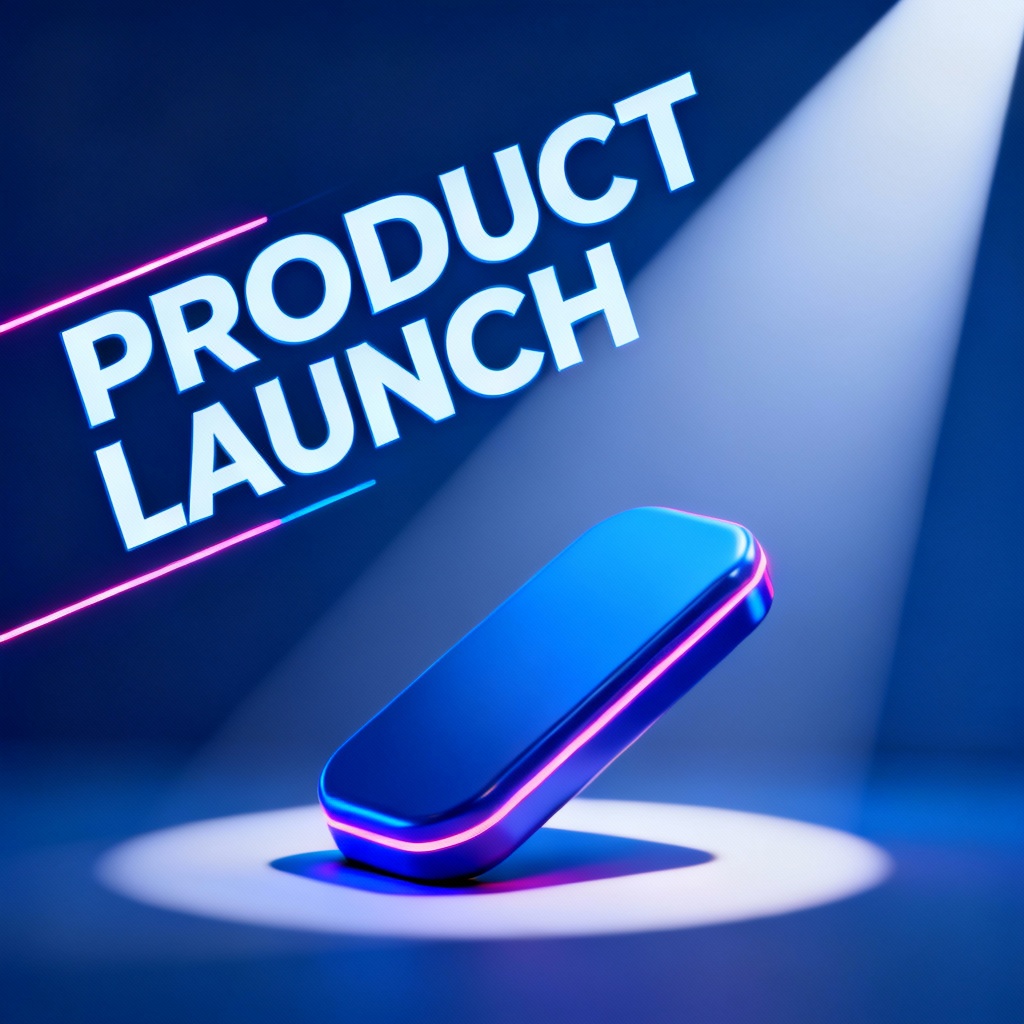 AI generated product launch poster with bold typography and brand colors