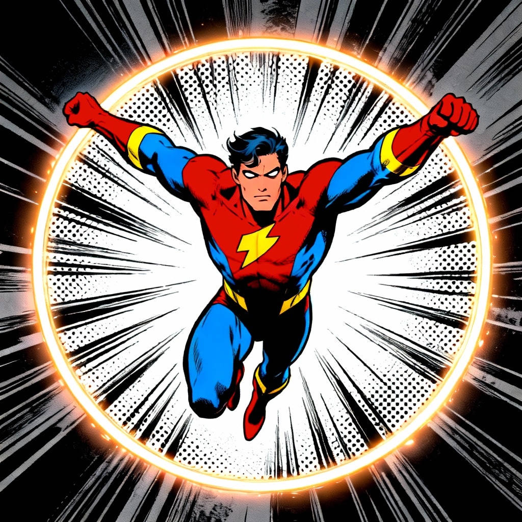 AI comic book hero cartoon