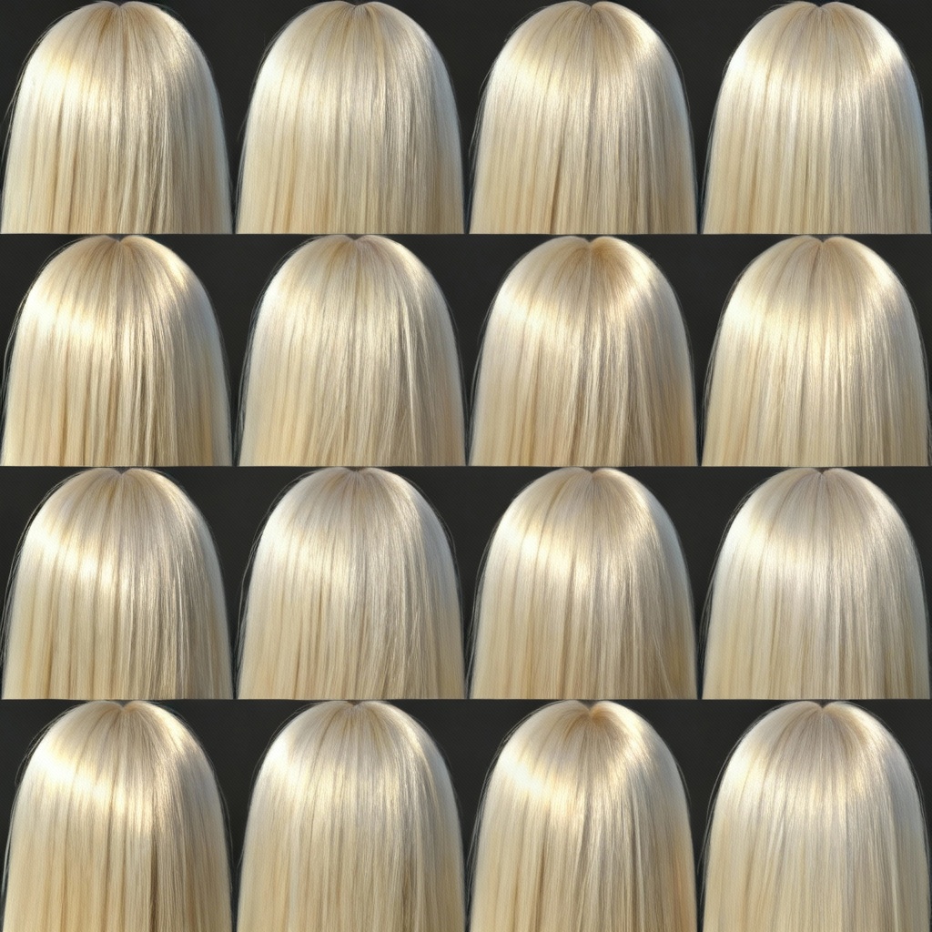 Platinum blonde straight hair texture sheet tileable in 4K
