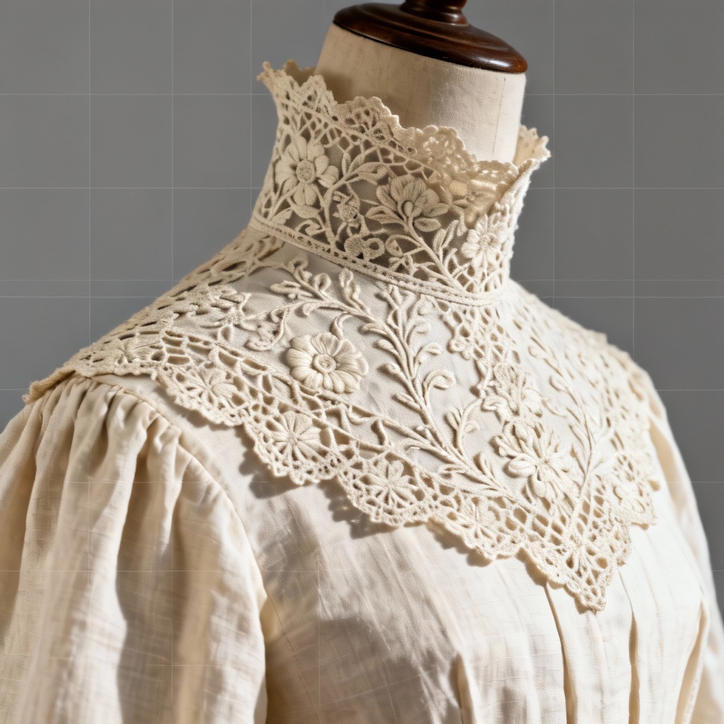 AI Edwardian High-Neck Guipure Lace Collar