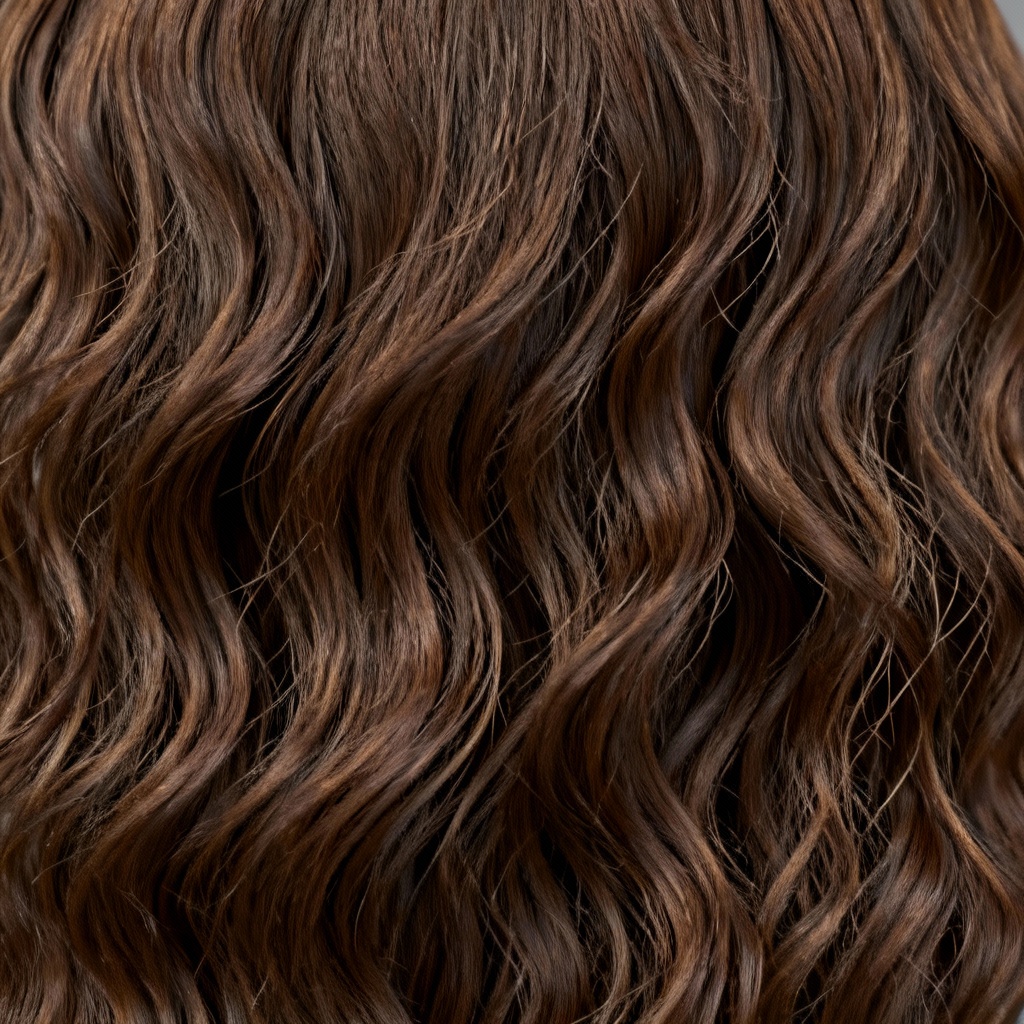 Seamless brunette wavy hair texture with full PBR maps