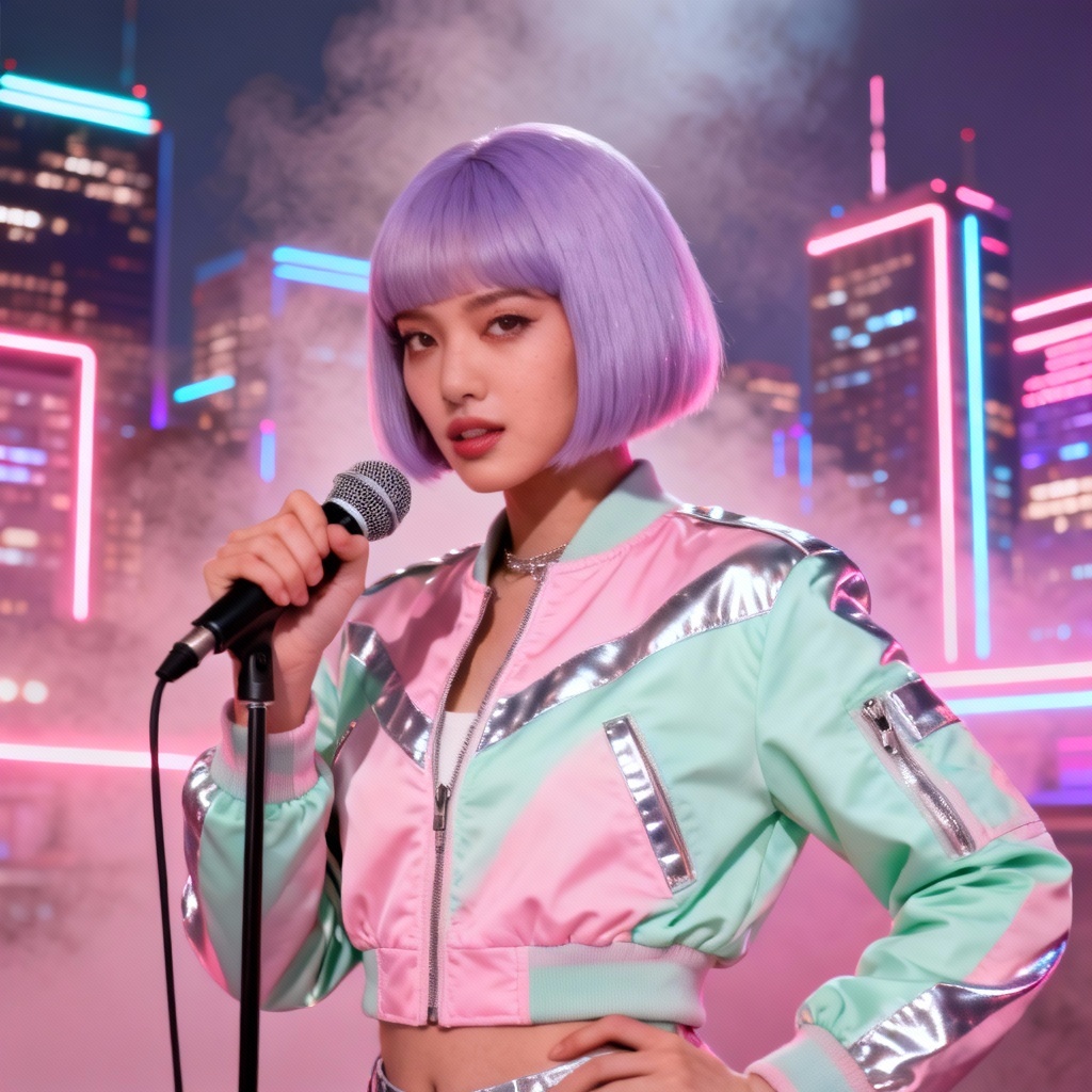AI city pop female idol with retro vibes