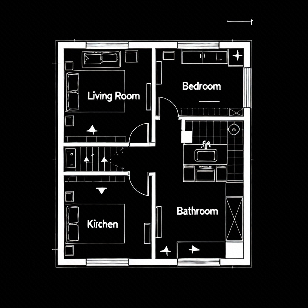 AI floor plan diagram with labeled rooms