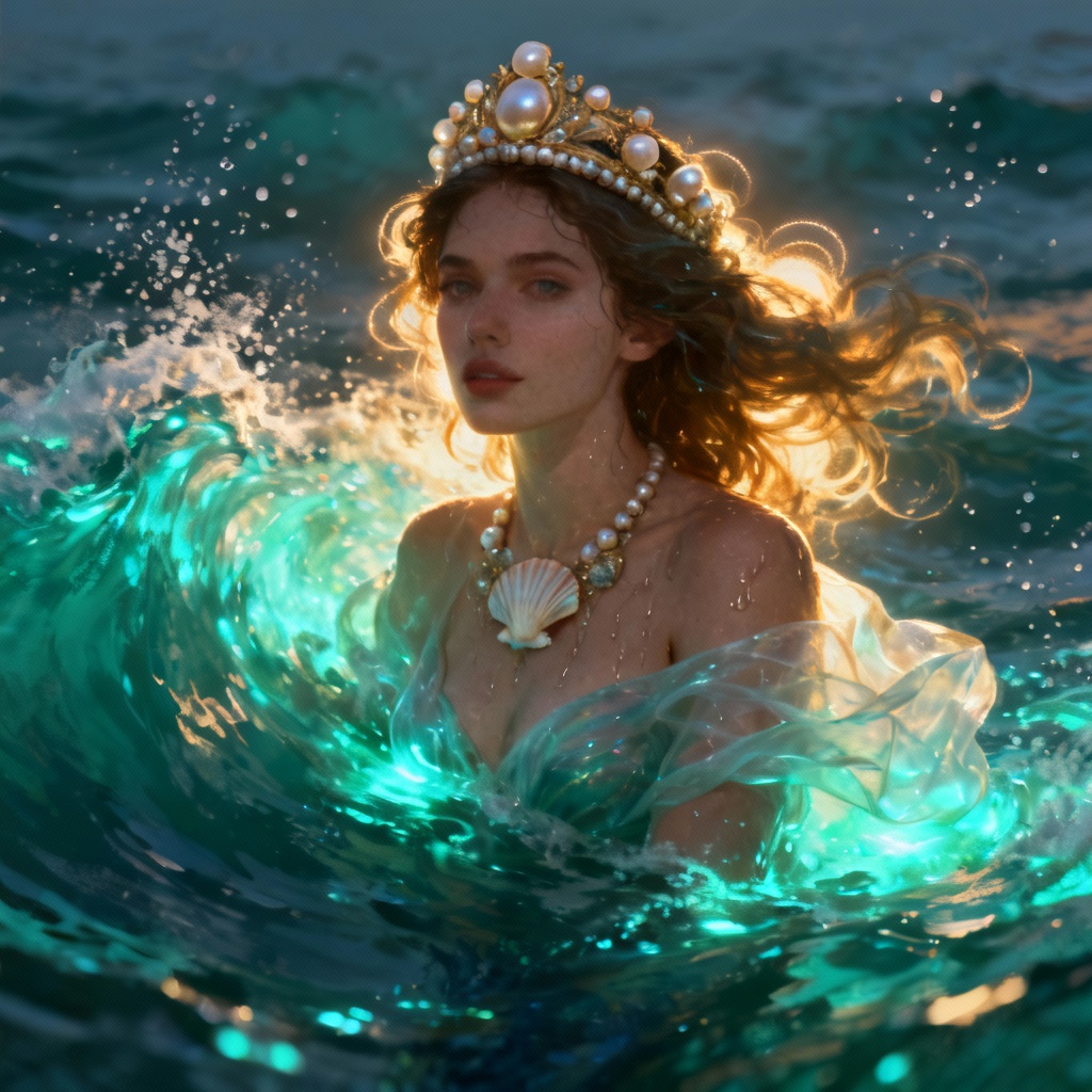 AI Sea Goddess rising from waves