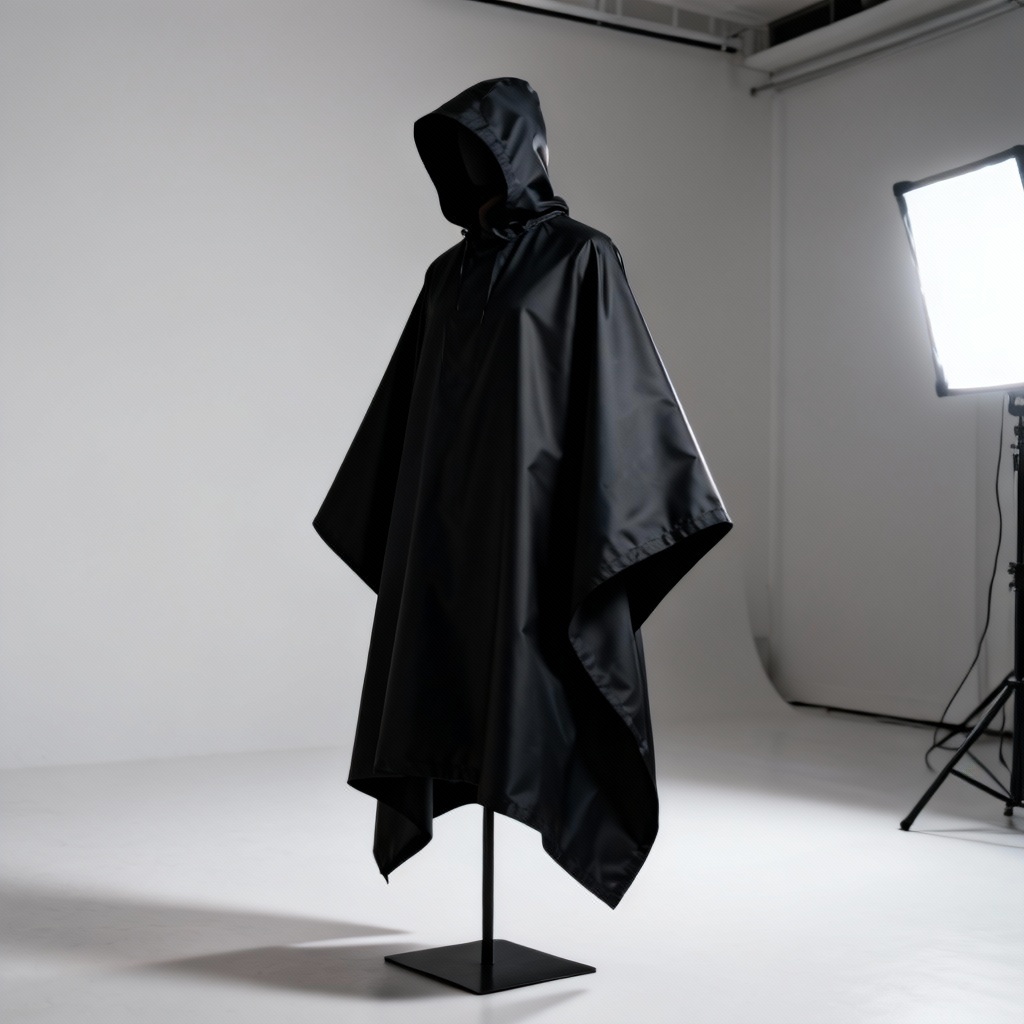 AI minimalist rain poncho design
