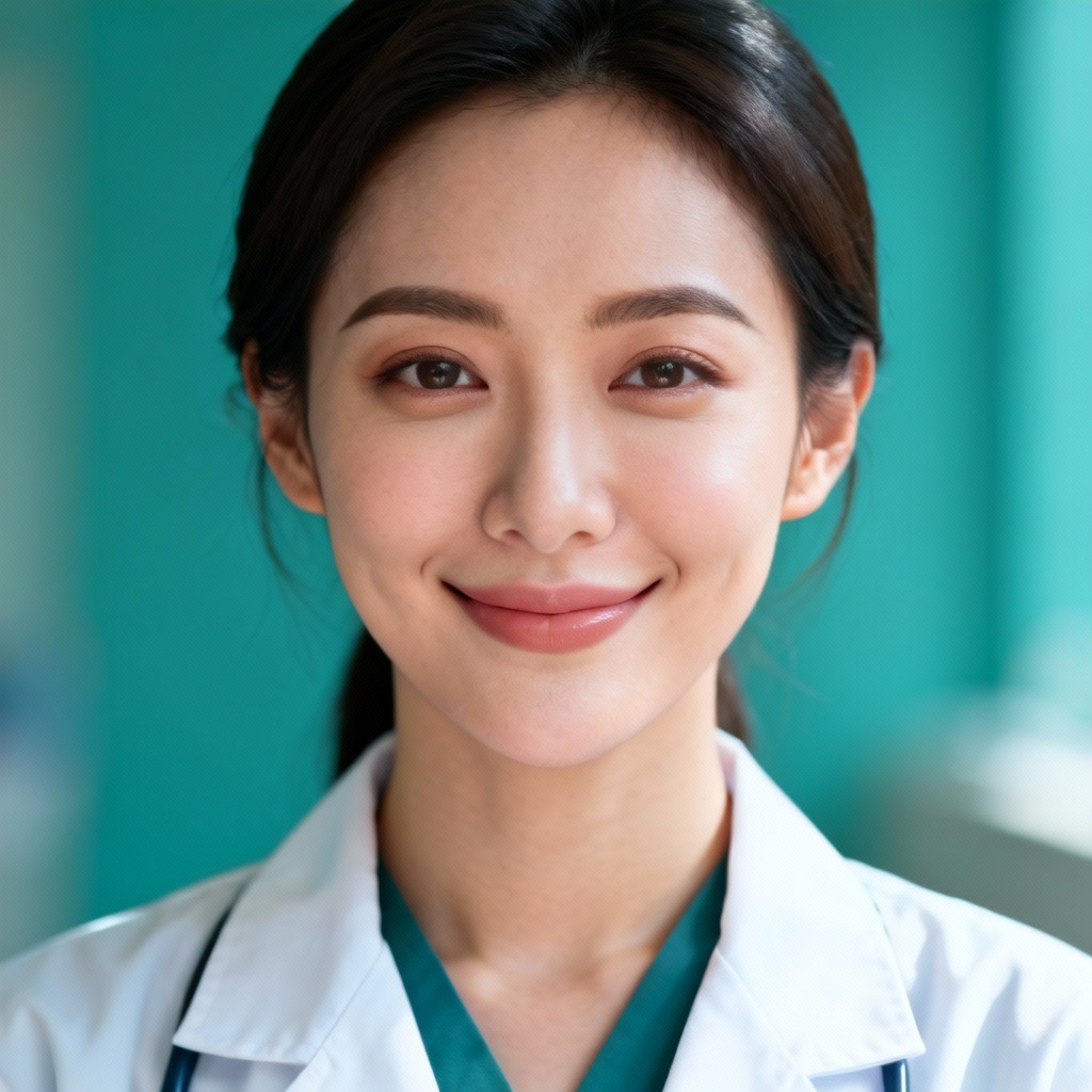 Healthcare professional portrait in teal